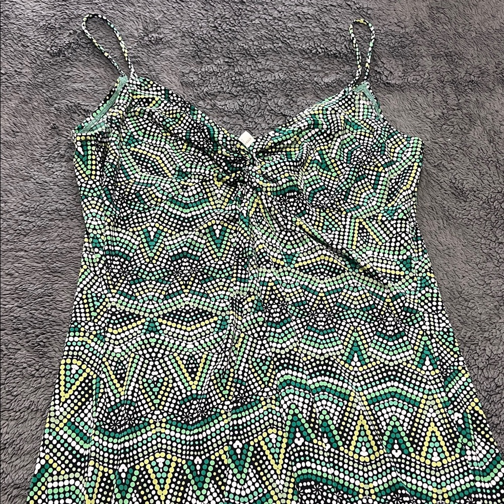 Patterned Green and Black Women's Dress